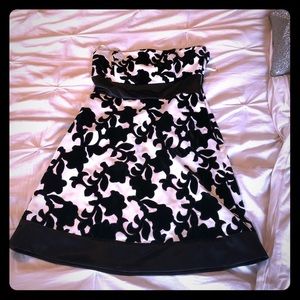 White House Black Market strapless b/w dress